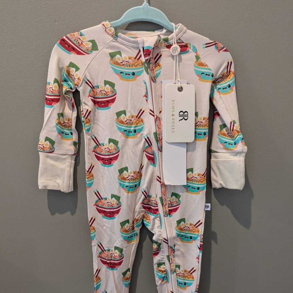 Bums & Roses Ramen 0-3 M Ramen Convertible Romper